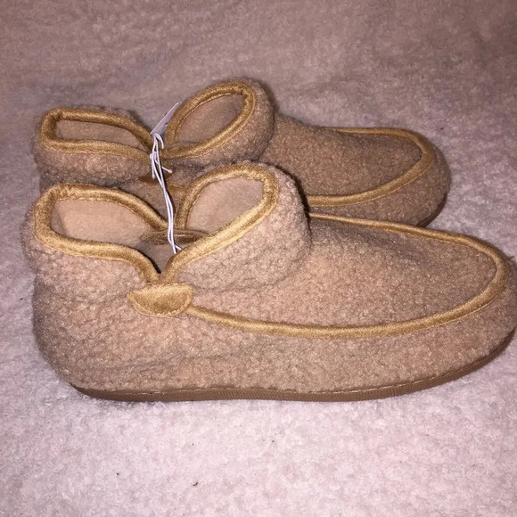 Sonoma Women's Tan machine washable warm cozy slipper booties size S 6-7 NWT - Picture 2 of 4
